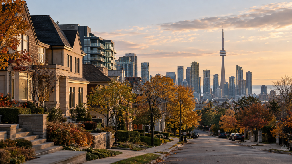 Autumn Street Overlooking Toronto Skyline